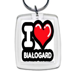Brelok akrylowy Kocham To Miasto Białogard