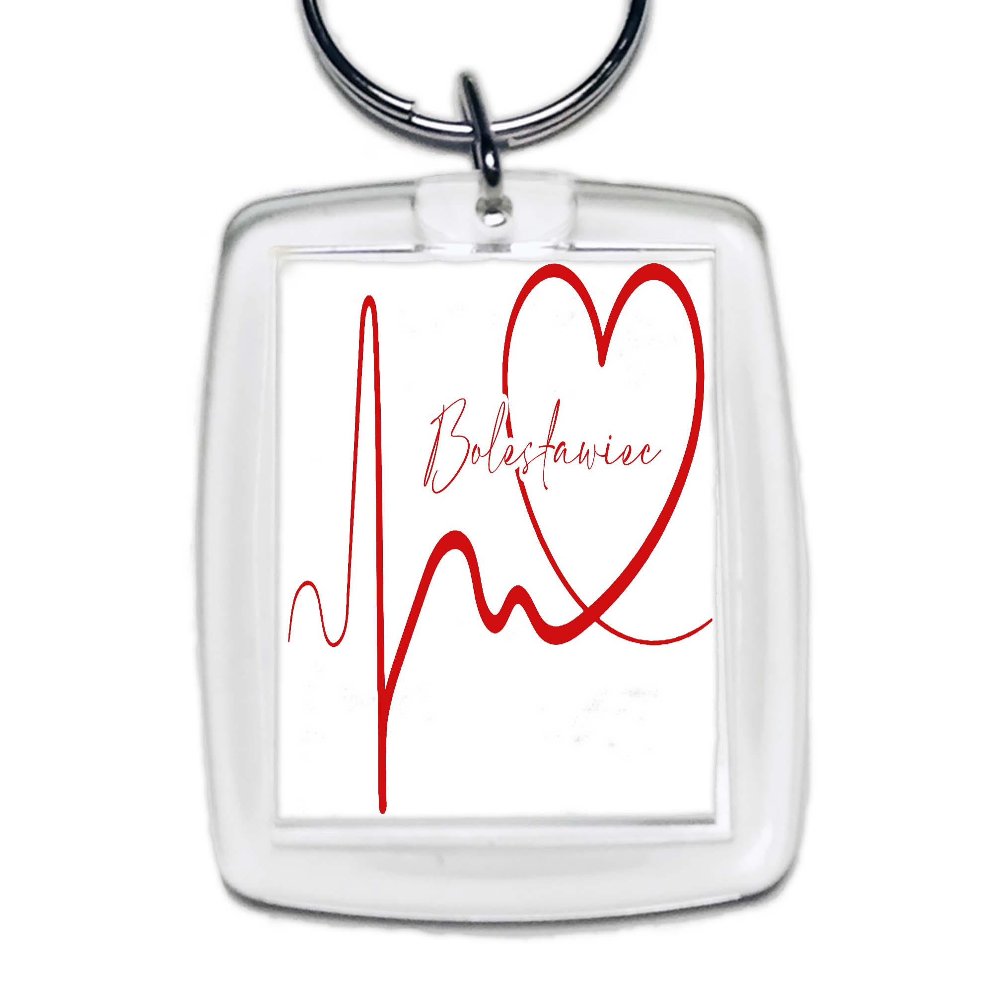 Brelok akrylowy Linia EKG Serca Bolesławiec