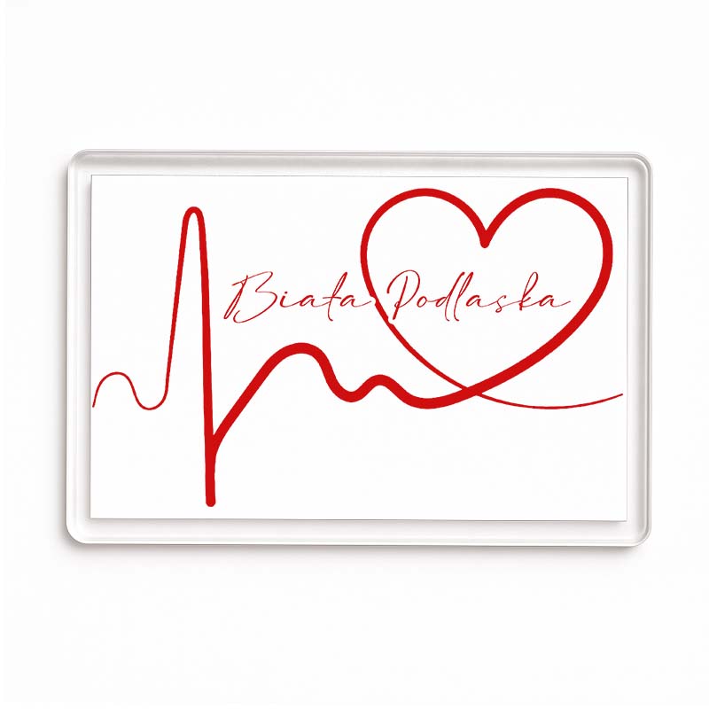Magnes akrylowy Linia EKG Serca Biała Podlaska
