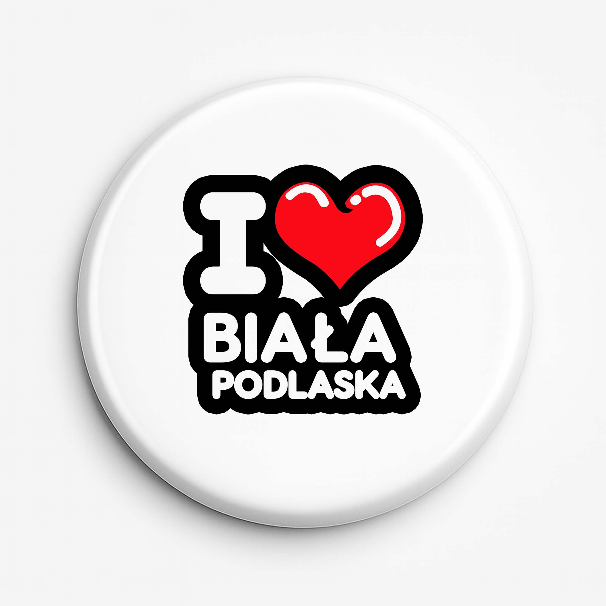 Przypinka pamiątkowa Kocham To Miasto Biała Podlaska