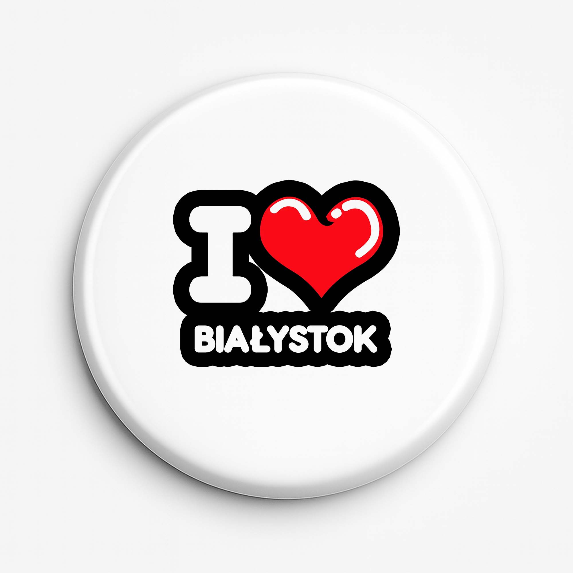 Przypinka pamiątkowa Kocham To Miasto Białystok
