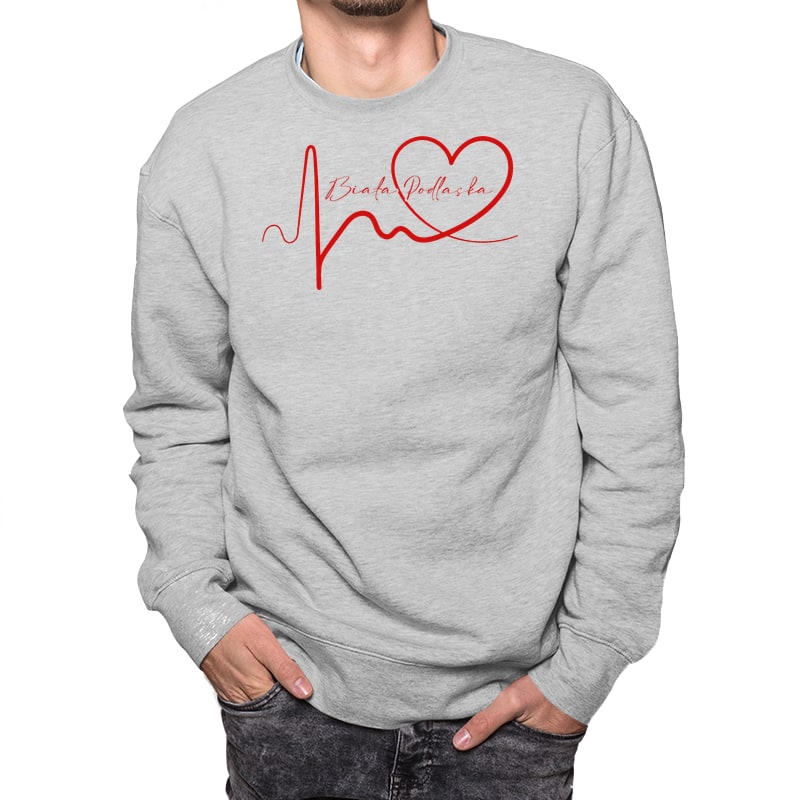 Bluza unisex Linia EKG Serca Biała Podlaska - obrazek 4